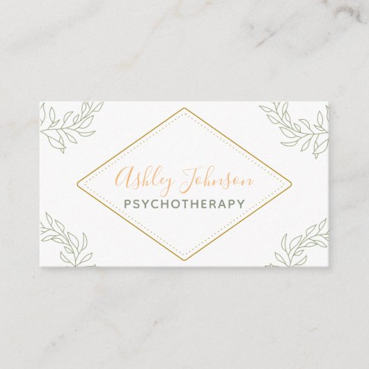 Psychotherapie Advies  Calligrafie Wit Visitekaartje (Voorkant)