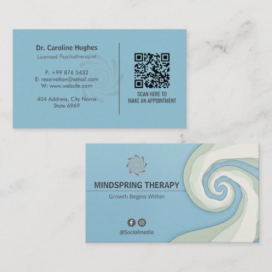 Psychotherapists Therapy Business | Spiral Blue Visitekaartje (Voorkant / Achterkant)