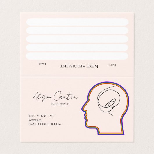 psycology editable business card  kaart (Buitenkant ongevouwen)