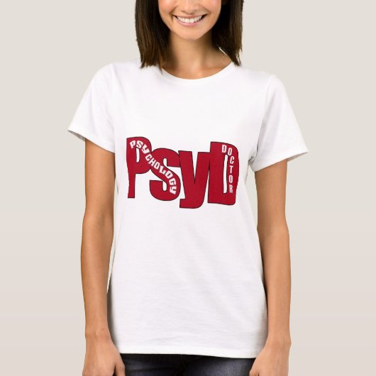 PsyD BIG RED DOCTOR OF PSYCHOLOGY BOLD T-shirt (Voorkant)