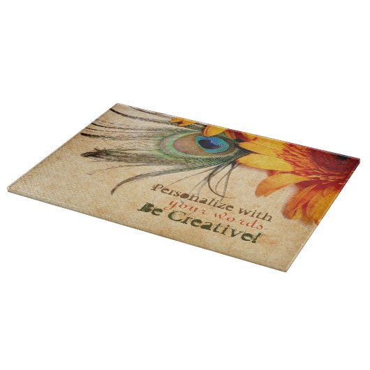 Psydefx: Gerbera Flower + Peacock Feather Snijplank (Hoek)