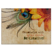 Psydefx: Gerbera Flower + Peacock Feather Snijplank (Voorkant)