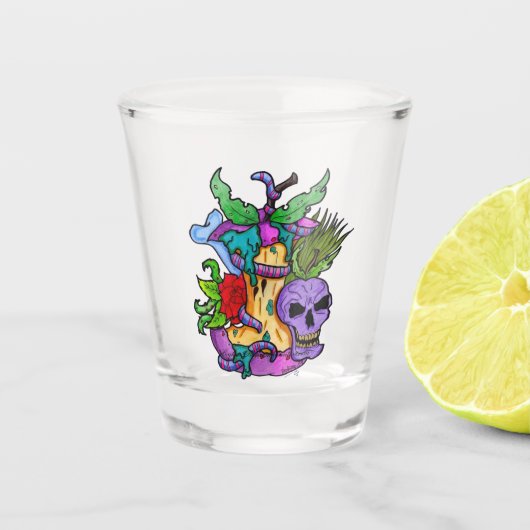 Psyko-Daizie Giftglas met Giftige Appel Shot Glas (Voorkant)
