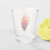 Psyko-Daizie Vlammende Schedel Tattoo Flash Shotgl Shot Glas (Achterkant)