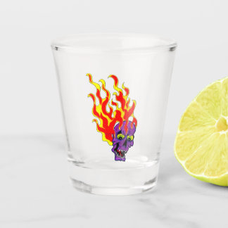 Psyko-Daizie Vlammende Schedel Tattoo Flash Shotgl Shot Glas