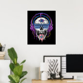 Psytrance Rave Skull Poster (Thuiskantoor)