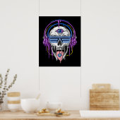 Psytrance Rave Skull Poster (Keuken)