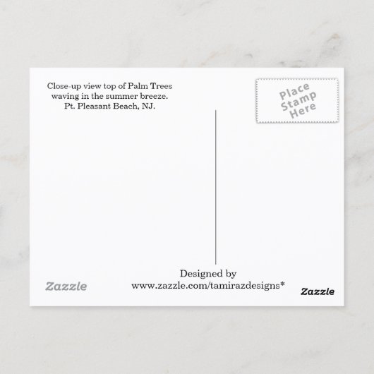 Pt. Aangename NJ Wou dat je hier was! Palmbomen Briefkaart (Achterkant)