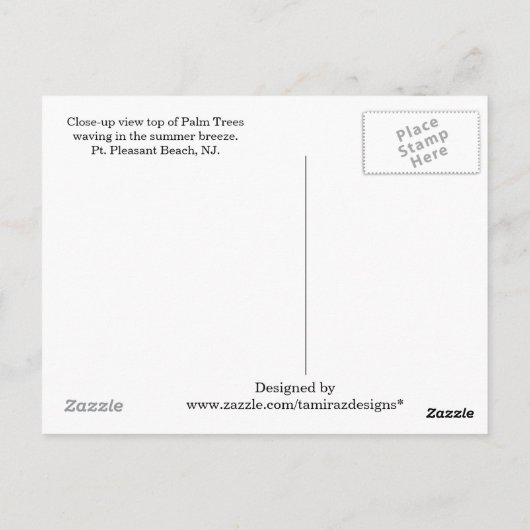 Pt. Aangename NJ Wou dat je hier was! Palmbomen Briefkaart (Achterkant)