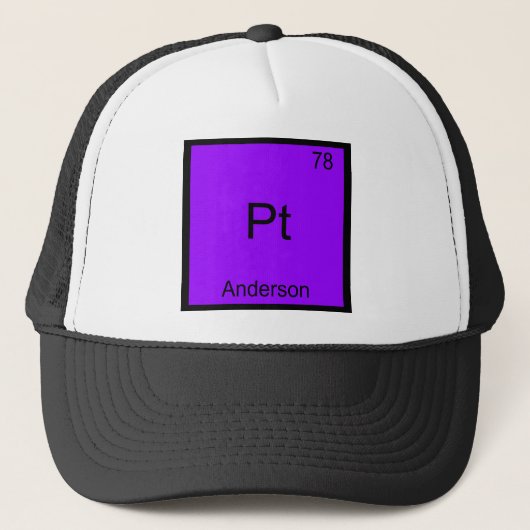 Pt - Anderson Grappig Chemie Element Symbool T-shi Trucker Pet (Voorkant)