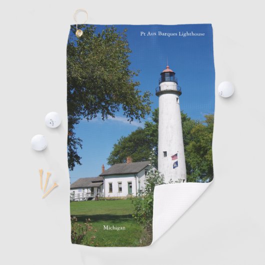 Pt Aux Barques Lighthouse groot golfhanddoek (Insitu)