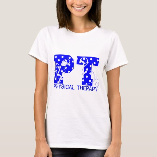 PT Blauw Wit Polka stippen T-shirt (Voorkant)
