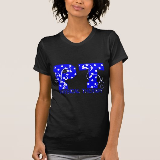 PT Blauw Wit Polka stippen T-shirt (Voorkant)