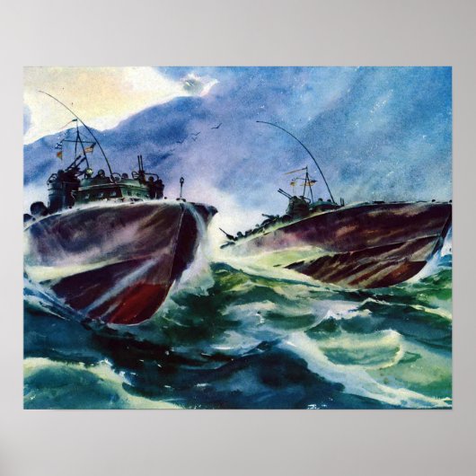 PT BOATS WW2 Hunters van het ZEE! NAVY-boot Poster (Voorkant)