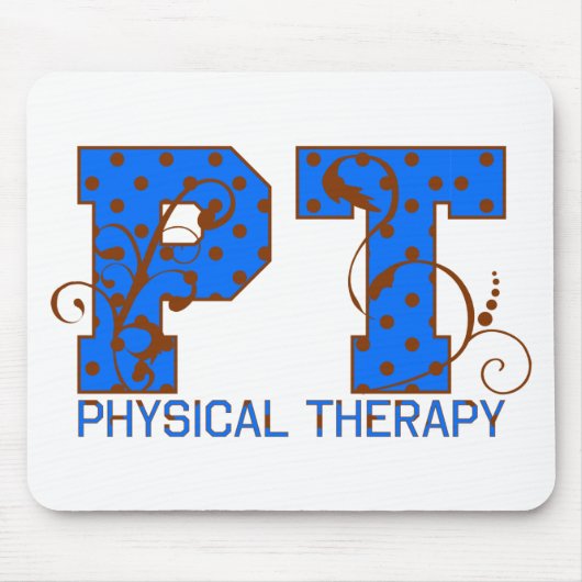 PT Bruin Blauw Polka Dots Muismat (Voorkant)