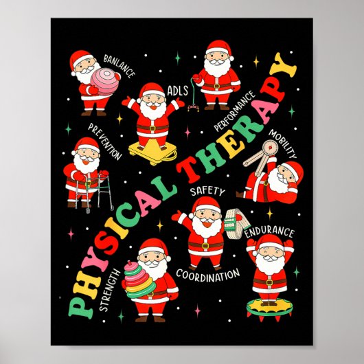 Pt Christmas Physical Therapy Santa Therast Xmas P Poster (Voorkant)