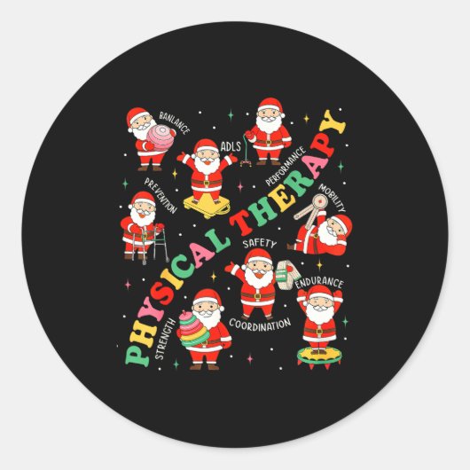 Pt Christmas Physical Therapy Santa Therast Xmas P Ronde Sticker (Voorkant)