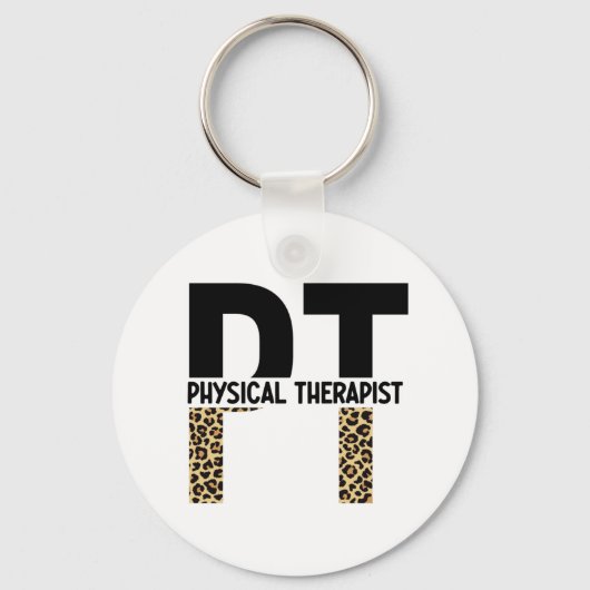 PT Fysieke Therapistische Cheetah Print PT Afstude Sleutelhanger (Voorkant)