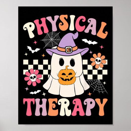 PT Fysiotherapie Halloween Retro Ghost PT Hallo Poster (Voorkant)
