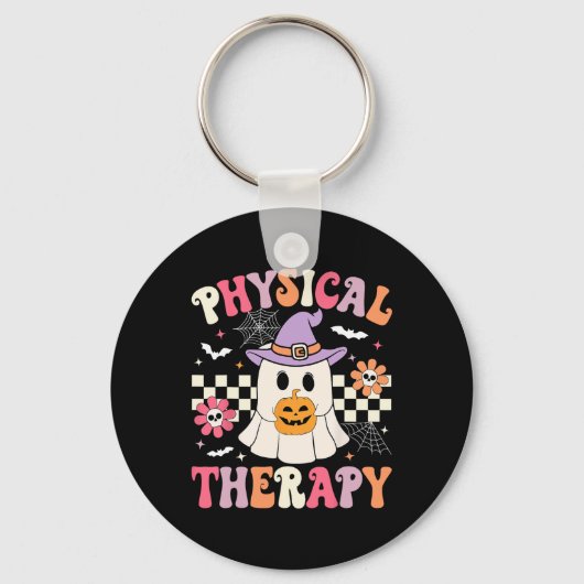 PT Fysiotherapie Halloween Retro Ghost PT Hallo Sleutelhanger (Voorkant)