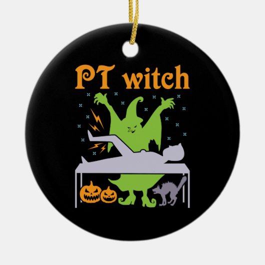 PT Heks Fysiotherapeut Halloween Keramisch Ornament (Voorkant)