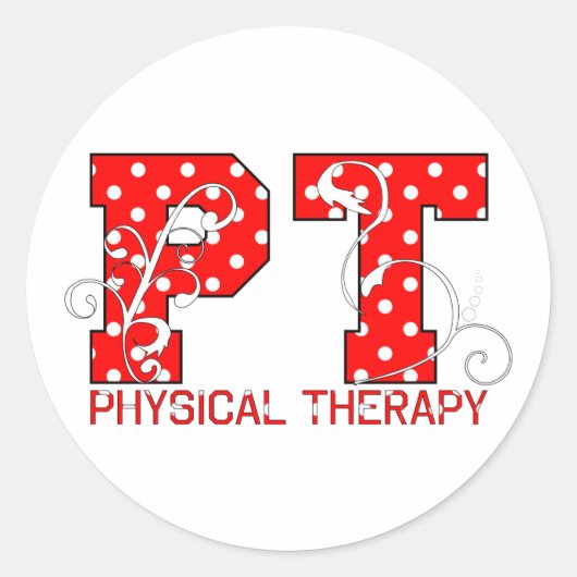 PT in rode en witte stippen Ronde Sticker (Voorkant)