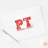 PT in rode en witte stippen Ronde Sticker (Envelop)