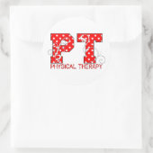 PT in rode en witte stippen Ronde Sticker (Tas)