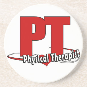 PT LOGO BIG RED Physical Therapist Zandsteen Onderzetter
