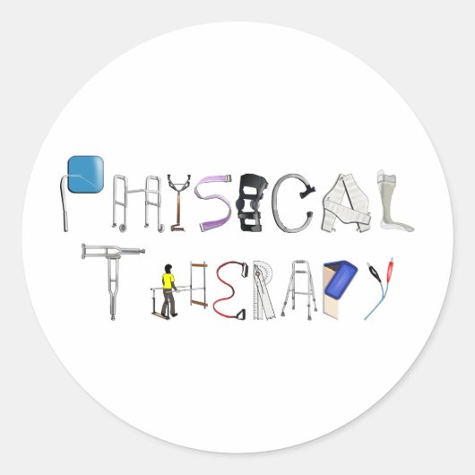 PT op het werk Ronde Sticker (Voorkant)