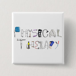 PT op het werk Vierkante Button 5,1 Cm