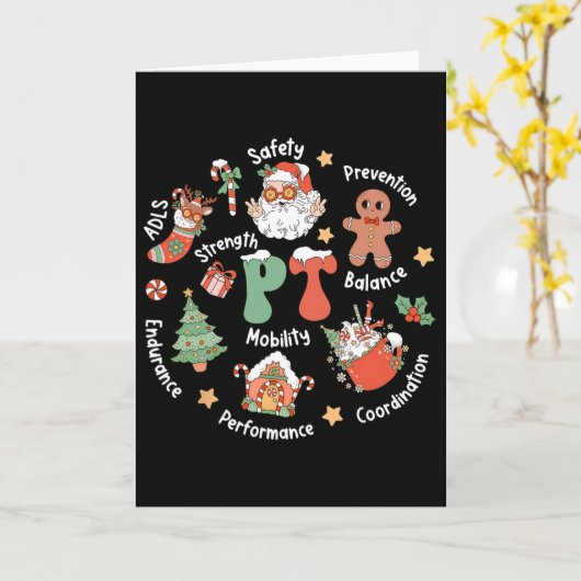 Pt Physical Therapy Santa Squad Christmas Physical Kaart (Gele Bloem)