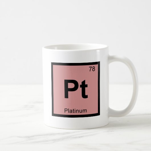 Pt - Platinum Chemistry Periodic Table Symbol Koffiemok (Rechts)