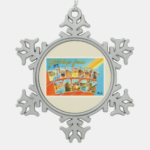Pt Pleasant Beach New Jersey NJ  Briefkaart- Tin Sneeuwvlok Ornament