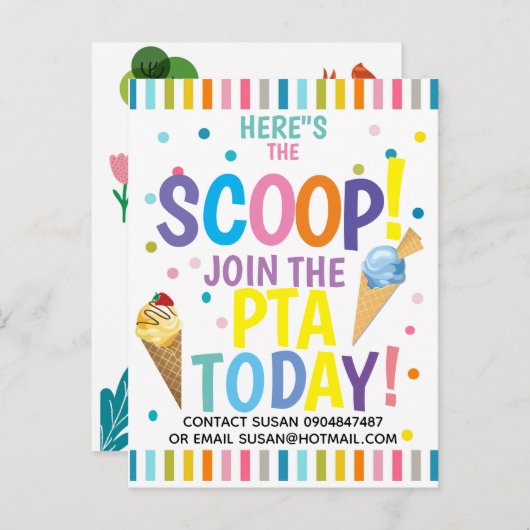 PTA- of PTO-vrijwilligers voor themahelpers vereis Aankondigingskaart (Voorkant / Achterkant)