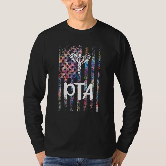 PTA therapeut Amerikaanse vlag fysiotherapie Assis T-shirt (Voorkant)