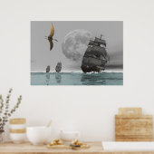 Pteranodon de schepen en de Maan Poster (Keuken)