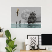 Pteranodon de schepen en de Maan Poster (Thuiskantoor)