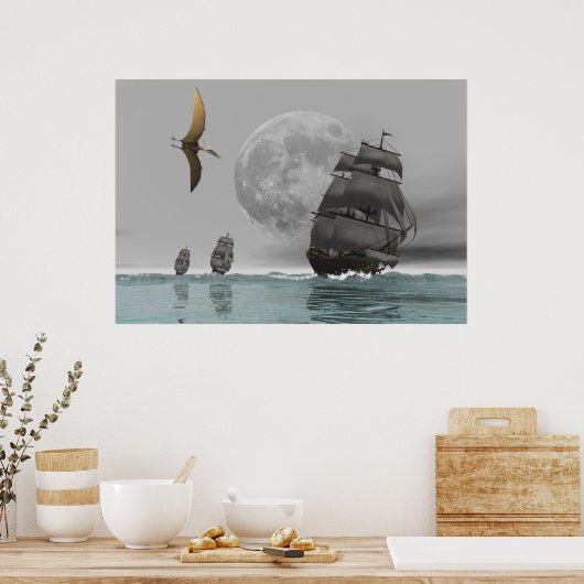 Pteranodon de schepen en het Poster van de maan (Keuken)