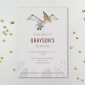 Pteranodon Dinosaur minimalist Gray Birthday Kaart