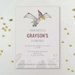 Pteranodon Dinosaur minimalist Gray Birthday Kaart