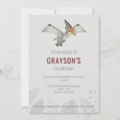 Pteranodon Dinosaur minimalist Gray Birthday Kaart (Voorkant)
