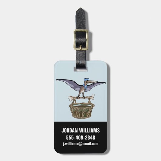 Pteranodon met een mandje bagagelabel (Voorkant verticaal)