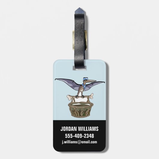 Pteranodon met een mandje bagagelabel (Achterkant verticaal)