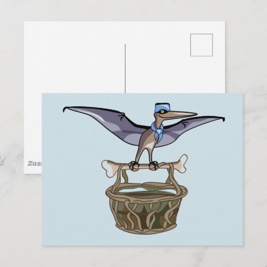 Pteranodon met een mandje briefkaart (Voorkant / Achterkant)