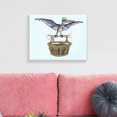 Pteranodon met een mandje canvas afdruk (Insitu (Woonkamer))