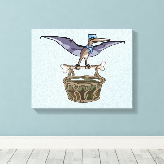 Pteranodon met een mandje canvas afdruk (Insitu (Houten vloer))
