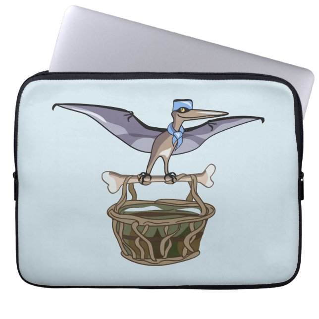 Pteranodon met een mandje laptop sleeve (Voorkant)