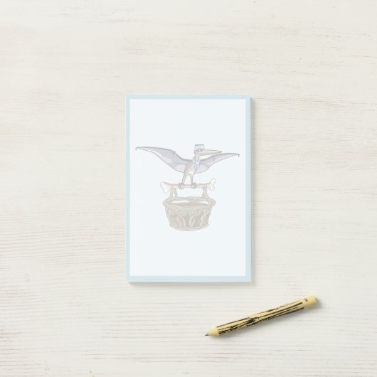 Pteranodon met een mandje post-it® notes (Op bureau)