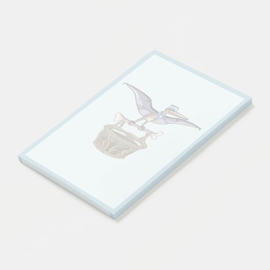 Pteranodon met een mandje post-it® notes (Schuin)